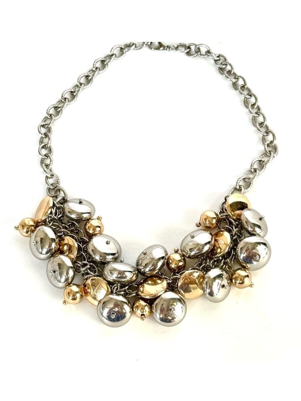 Talbots Silver Gold Bauble Cluster Necklace